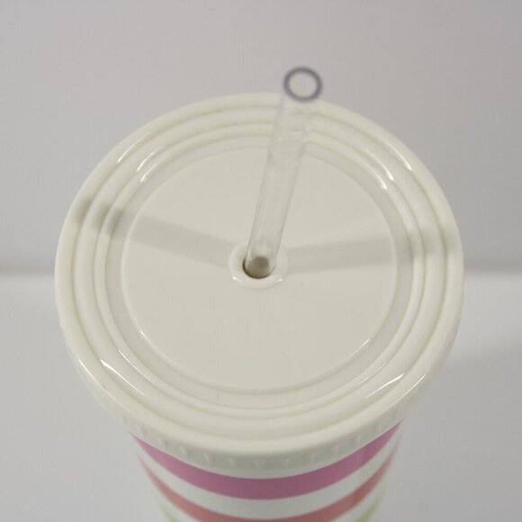 Kate Spade NY Candy Stripe Multi Color Insulated Tumbler New Straw 20oz / 591mL - Picture 5 of 13